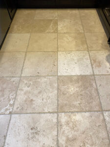 travertine kitchen floor after deep clean